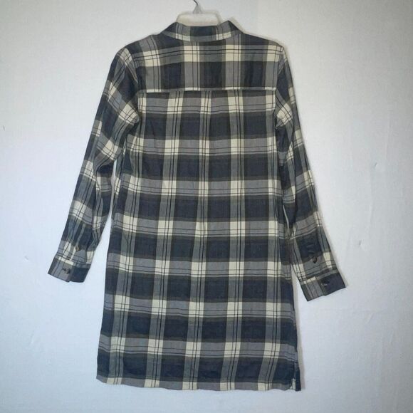 Natural Reflections Flannel Shirt Dress Navy Green size 2 - Picture 4 of 5